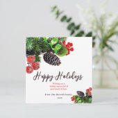 Modern minimaal groen gebladerte vakantie elegant feestdagenkaart (Staand voorkant)