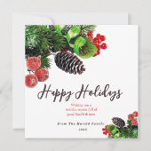 Modern minimaal groen gebladerte vakantie elegant feestdagenkaart (Voorkant)