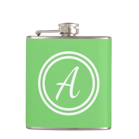 Modern minimaal groen monogram Initiaal Heupfles (Voorkant)