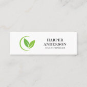 Modern Minimaal Groene Blad Logo Mini Visitekaartje (Voorkant)