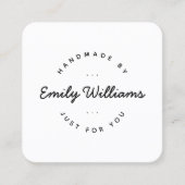 Modern minimaal handgemaakt door script aangepaste vierkante visitekaartje (Voorkant)