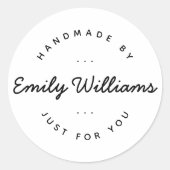 Modern Minimaal Handgemaakt Door Script Zakelijk Ronde Sticker (Voorkant)
