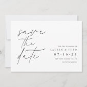 Modern minimaal handgeschakeld script save the date (Voorkant)