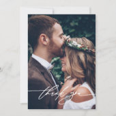 Modern minimaal handgeschreven script 2-foto bruil bedankkaart (Voorkant)