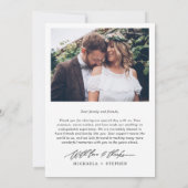 Modern minimaal handgeschreven script 2-foto bruil bedankkaart (Achterkant)