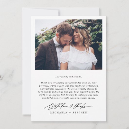 Modern minimaal handgeschreven script 2-foto bruil bedankkaart