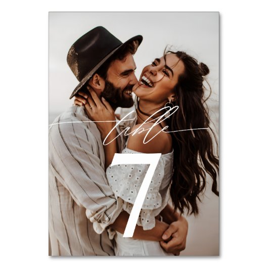 Modern minimaal handgeschreven script 2-foto bruil kaart (Achterkant)