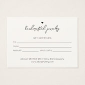 Modern Minimaal Hart Zakelijk Cadeaubon Visitekaartje (Achterkant)