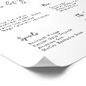 Modern minimaal | Huwelijksbar Menu Poster (Hoek)