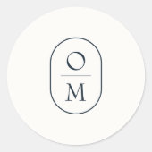 Modern Minimaal Koppel Monogram Trouwsticker Ronde Sticker (Voorkant)