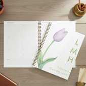 Modern minimaal lavendel Waterverf tulp monogram Planner