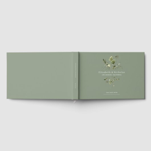 Modern Minimaal | Lente Groene Huwelijk Gastenboek (Volledig)