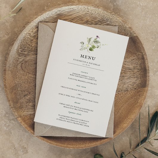 Modern Minimaal | Lente Groene Huwelijksmenu Menu