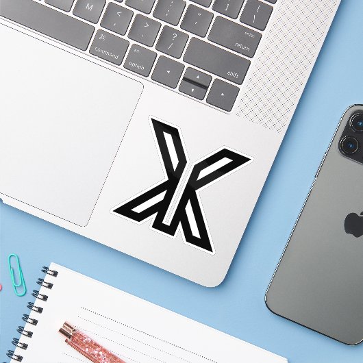 Modern Minimaal Letter XY Monogram Sticker (Laptop met iPhone)