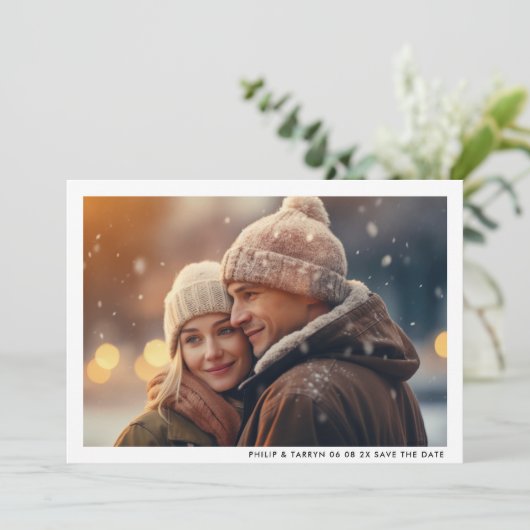 Modern minimaal Lijst Foto QR code Bruiloft Save The Date (Staand voorkant)