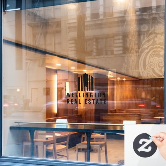 Modern Minimaal Logo Makelaar Onroerend Goed Raamsticker (Cafe Raam)