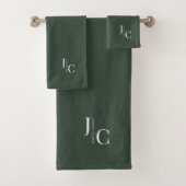 Modern minimaal Logo monogram eenvoudig bos groen Bad Handdoek (Insitu)
