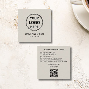 Modern Minimaal Logo QR Sociale Media Vierkante Visitekaartje
