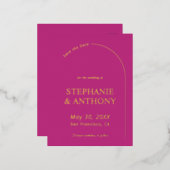 Modern Minimaal Magenta met Trouwboog Folie Uitnodiging Briefkaart (Voorkant / Achterkant)
