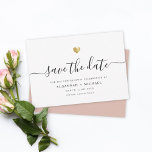 Modern Minimaal Manuscript Gold Vow Renewal Dusty  Save The Date<br><div class="desc">Deze elegant sparen de kaart van de Datum voor uw stemvernieuwing schijnt met eenvoud. Moderne typografie,  prachtige kalligrafie,  en geaccentueerd door een delicaat hart (bedrukt) goud. Op de rug is ruimte voor andere details,  zoals een trouwplaats url. Dit is de zwarte roze versie.</div>