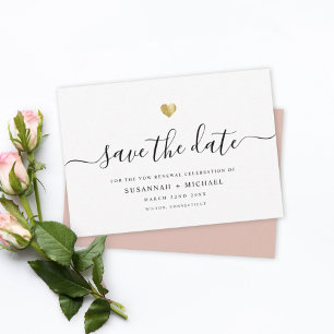 Modern Minimaal Manuscript Gold Vow Renewal Dusty Save The Date