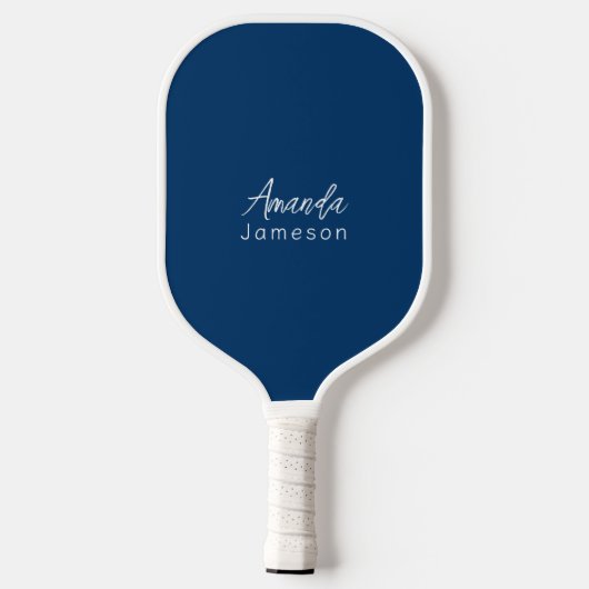 Modern minimaal marineblauw monogram pickleball paddle (Achterkant)