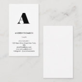 Modern minimaal massief wit monogram verticaal visitekaartje (Voorkant / Achterkant)