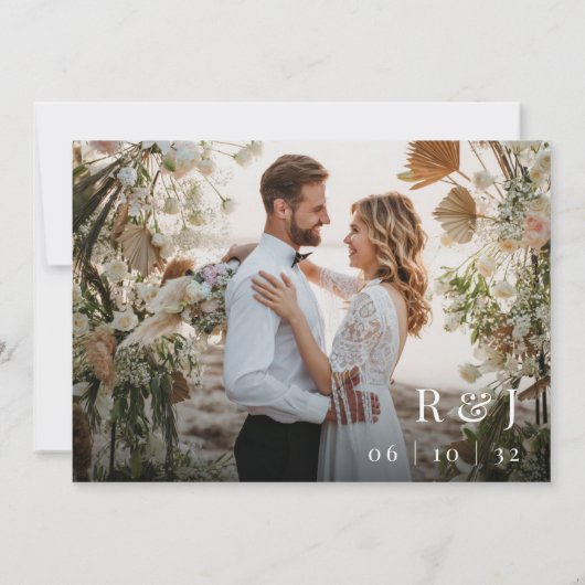 Modern minimaal "met dankbaarheid" foto bruiloft bedankkaart (Achterkant)