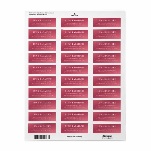 Modern minimaal metallic roze retouradres etiket (Full Sheet)