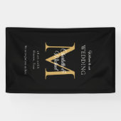 Modern minimaal monogram bruiloft welkom spandoek (Horizontaal)