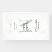 Modern minimaal monogram bruiloft welkom spandoek (Horizontaal)