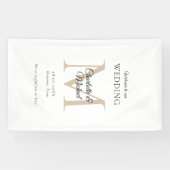 Modern minimaal monogram bruiloft welkom spandoek (Horizontaal)