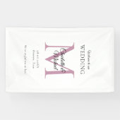 Modern minimaal monogram bruiloft welkom spandoek (Horizontaal)