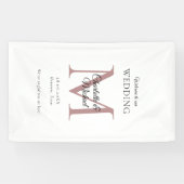 Modern minimaal monogram bruiloft welkom spandoek (Horizontaal)
