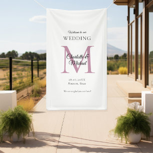 Modern minimaal monogram bruiloft welkom spandoek