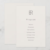 Modern Minimaal Monogram Huwelijksprogramma Programmakaart (Voorkant / Achterkant)