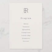 Modern Minimaal Monogram Huwelijksprogramma Programmakaart (Voorkant)