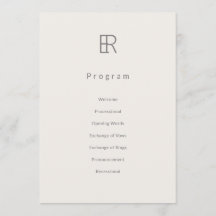Modern Minimaal Monogram Huwelijksprogramma