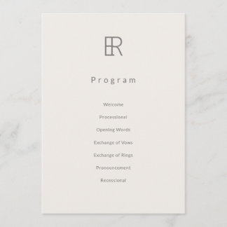 Modern Minimaal Monogram Huwelijksprogramma Programmakaart