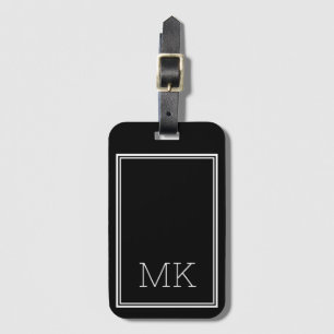 Modern minimaal Monogram Initialen Lijst Zwart Bagagelabel