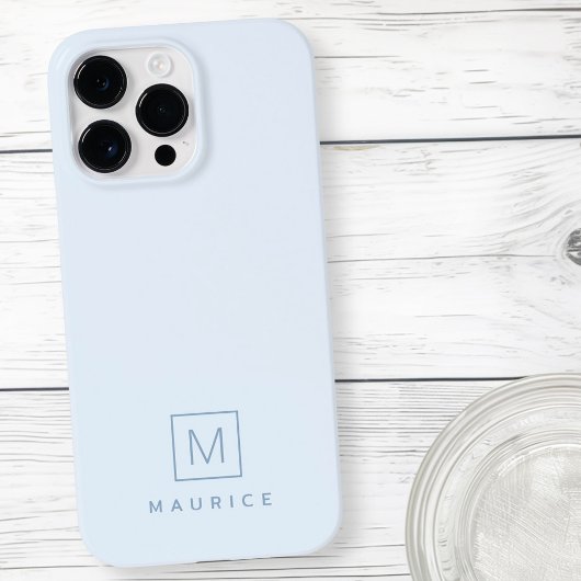Modern minimaal monogram lichtblauw Case-Mate iPhone case