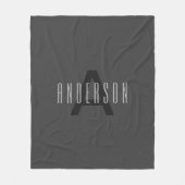 Modern Minimaal Monogram Ontwerp Bewerkbaar Donker Fleece Deken (Voorkant)