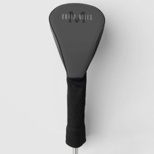 Modern Minimaal Monogram Ontwerp Bewerkbaar Donker Golfheadcover