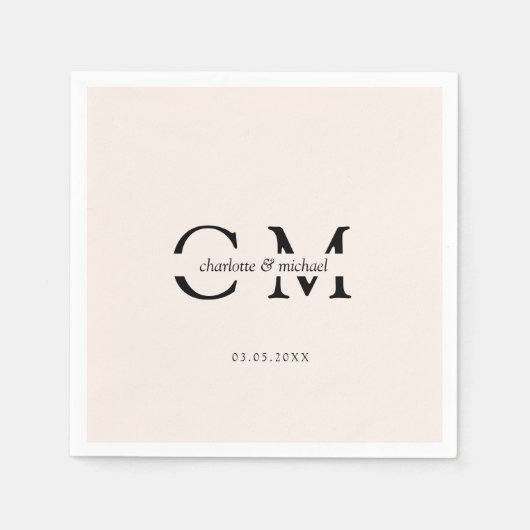 Modern minimaal monogram servet (Voorkant)