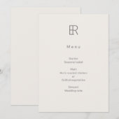 Modern Minimaal Monogram Trouwfeest Menu (Voorkant / Achterkant)
