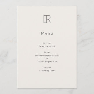 Modern Minimaal Monogram Trouwfeest Menu