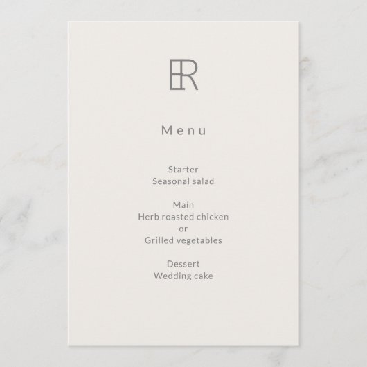Modern Minimaal Monogram Trouwfeest Menu (Voorkant)