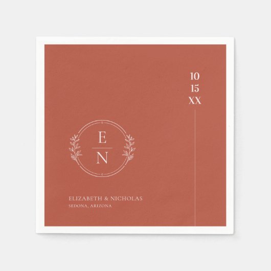 Modern Minimaal | Monogram Trouwservetten Servet (Voorkant)