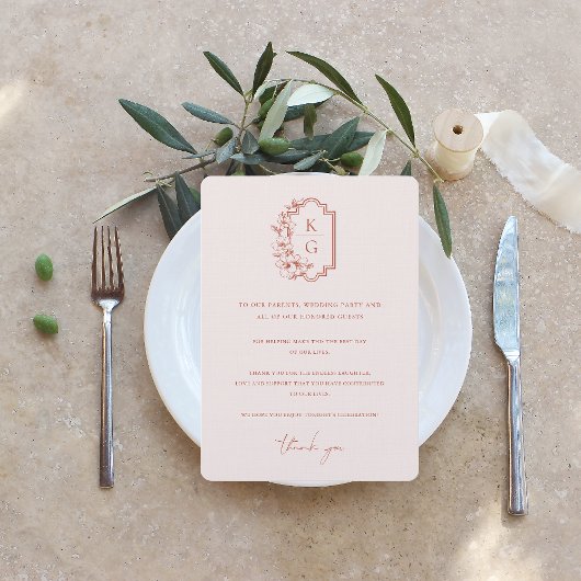 Modern Minimaal | Monogram Trouwtafel Dankjewelkaa Menu