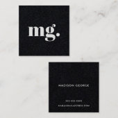 Modern minimaal monogram typografie zwart vierkante visitekaartje (Voorkant / Achterkant)